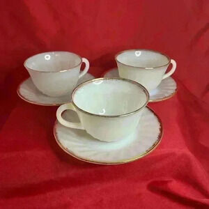 3-Fire King  Cup and Saucers sets